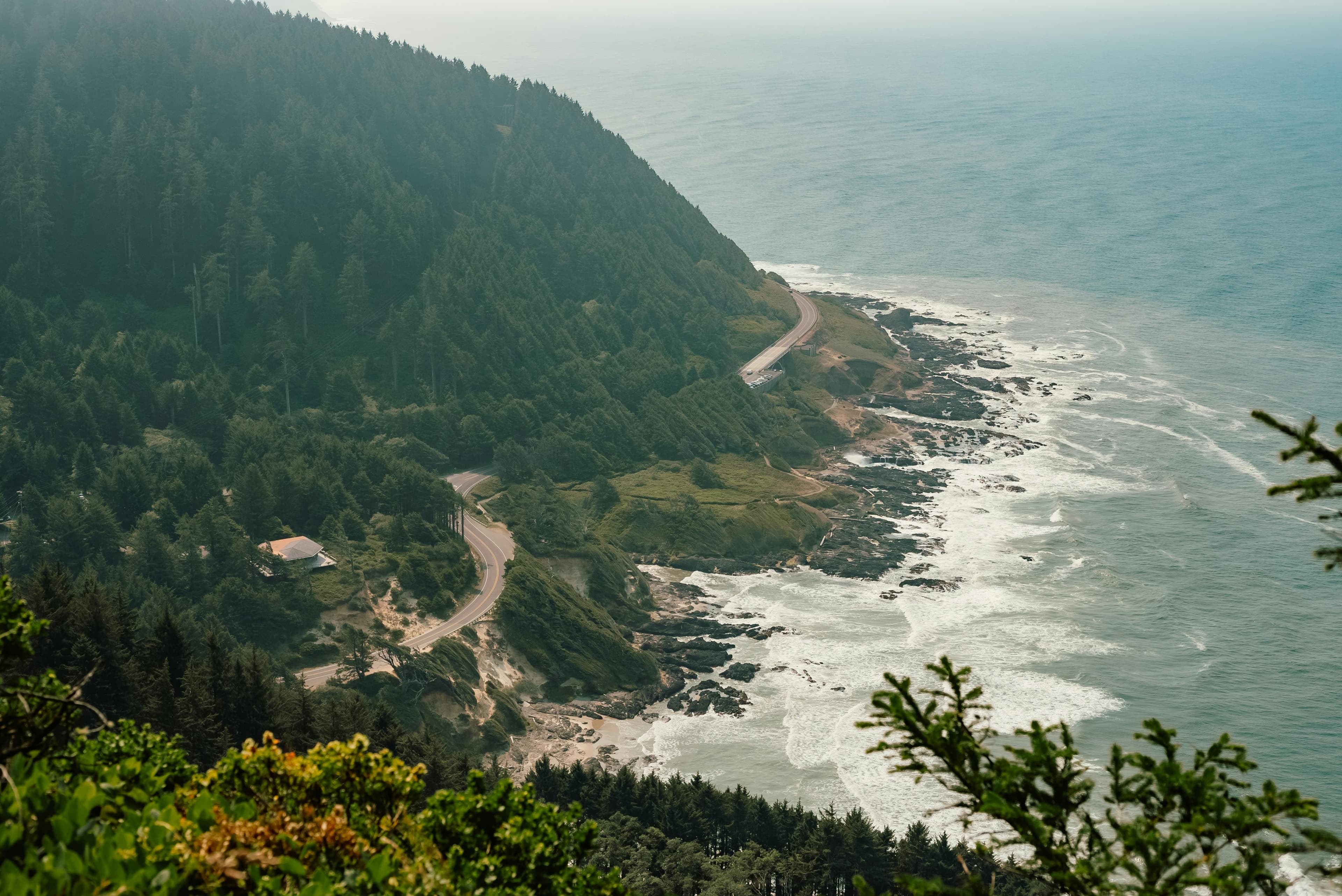 Aerial view of Florence, Oregon coastline